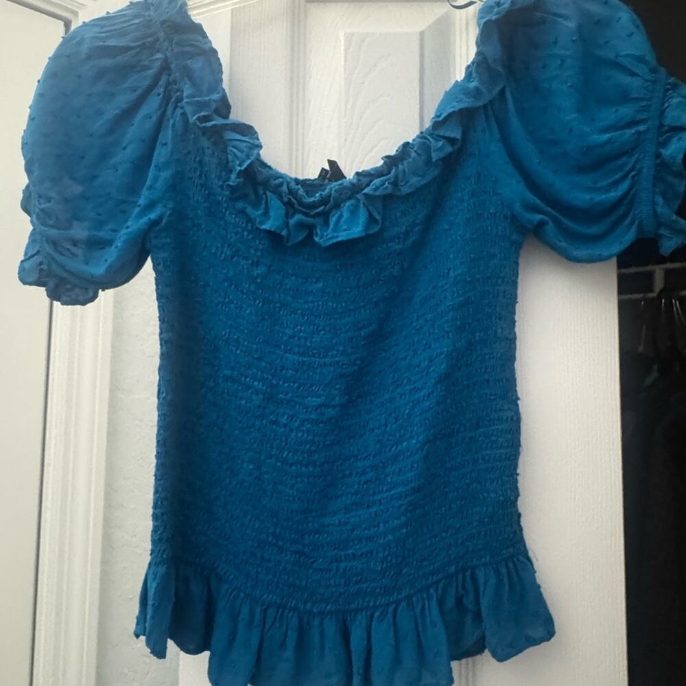 029 - Express Blue Off-Shoulder Women's Top Size S